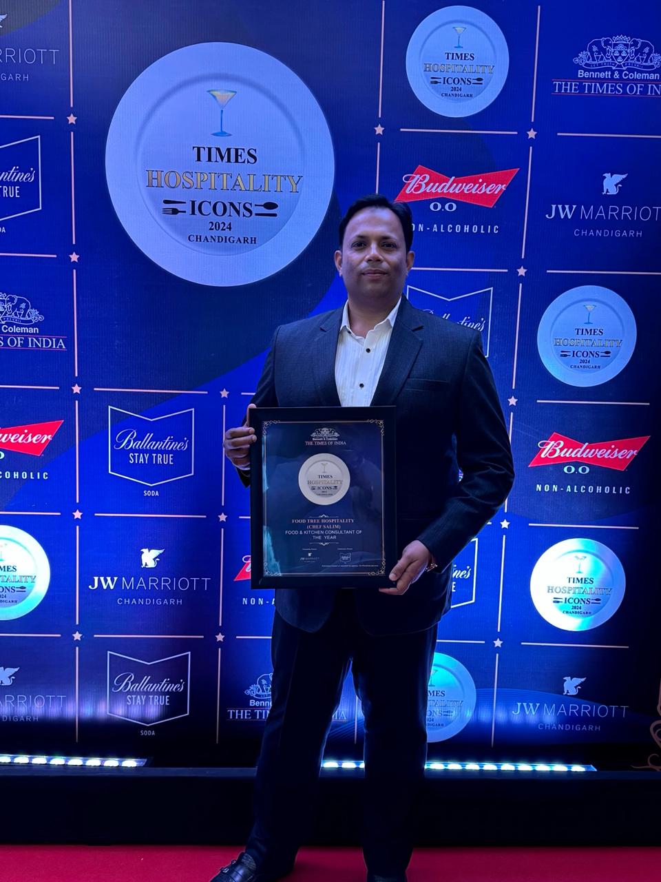 Chef Salim receiving Times Food Award 2024