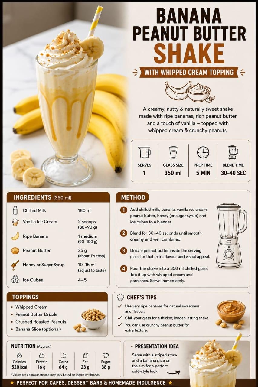Banana Peanut Butter Shake recipe card design