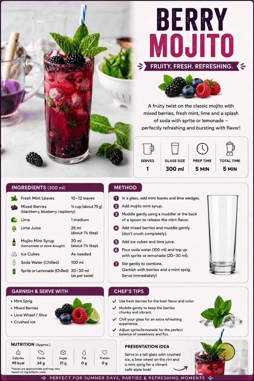 Berry Mojito recipe card design
