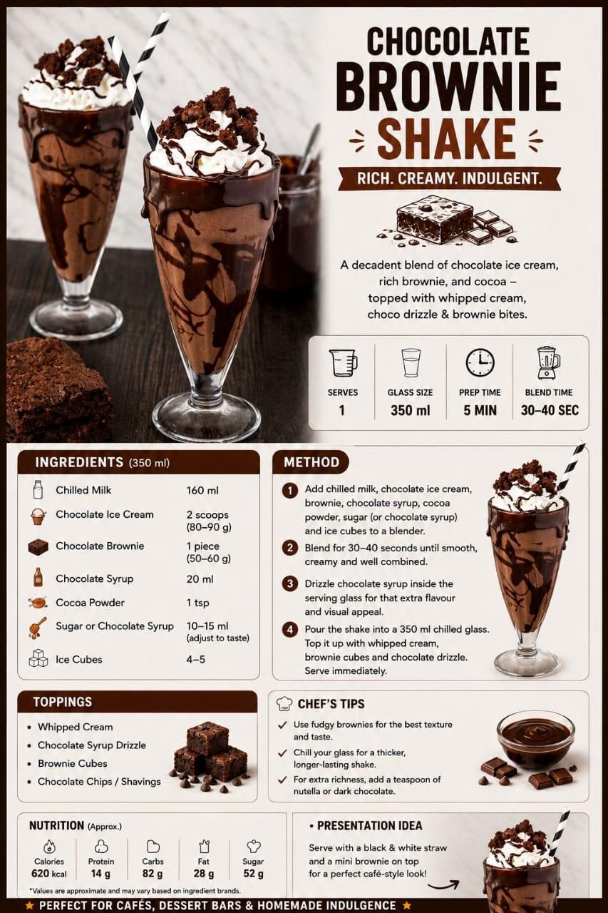Chocolate Brownie Shake recipe card design