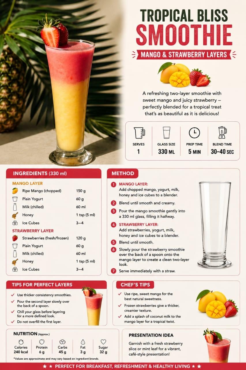 Tropical Bliss Smoothie recipe card design