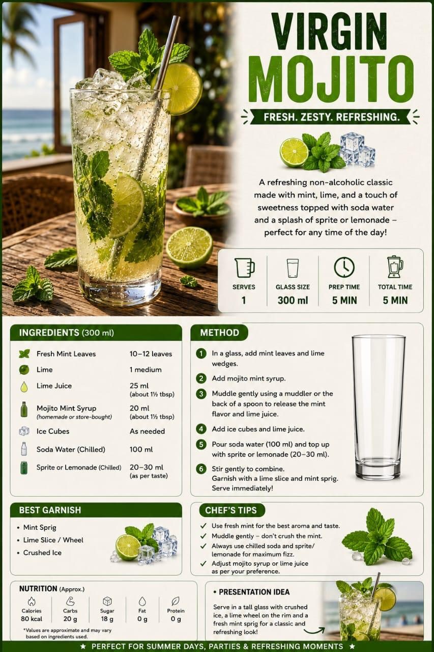 Virgin Mojito recipe card design